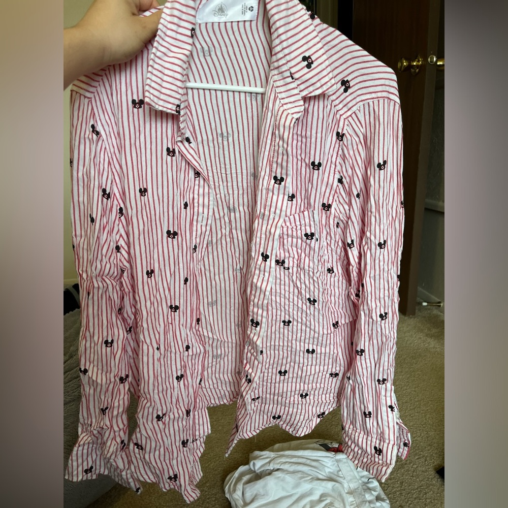 Disney Mickey Hat Stripe Button Up